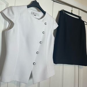 luxury Suit separate black/white.Top is size 8P. Skirt is size 12P. new with tag